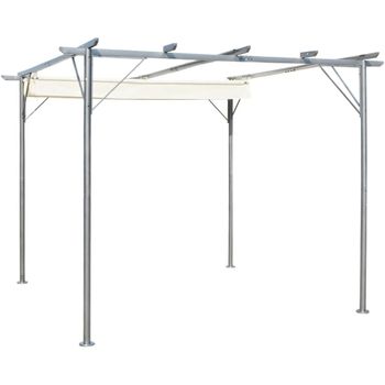 Pérgola Con Tejado Retráctil Acero Color Blanco Crema 3x3 M Vidaxl