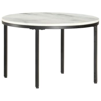 Mesa De Centro De Mármol Macizo Auténtico Blanco Y Negro Ø65 Cm Vidaxl