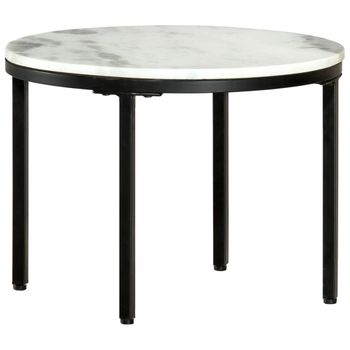 Mesa De Centro De Mármol Macizo Auténtico Blanco Y Negro Ø50 Cm Vidaxl