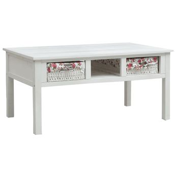 Mesa De Centro De Madera Blanco 99,5x60x48 Cm Vidaxl