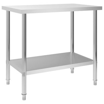 Mesa de trabajo de cocina con estante acero inox 120x60x120cm