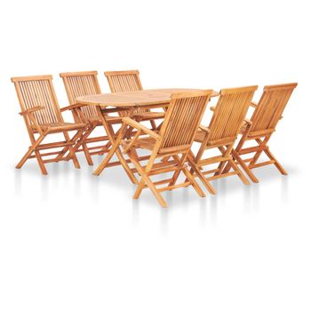 Set Comedor De Jardín Plegable 7 Piezas Madera Maciza De Teca Vidaxl