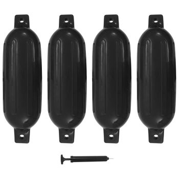 Parachoques Para Barco 4 Unidades Pvc Negro 58,5x16,5 Cm Vidaxl