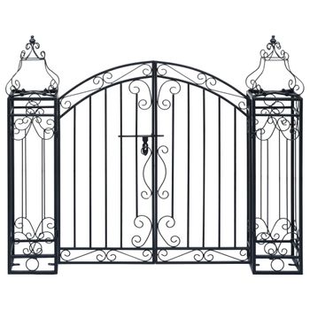 Puerta De Jardín Decorativa De Hierro Forjado 122x20,5x100 Cm Vidaxl