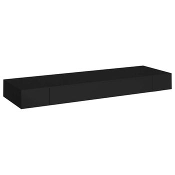 Estante Flotante De Pared Con Cajón Negro 80x25x8 Cm Vidaxl