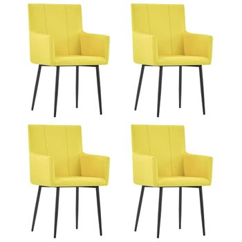 Sillas De Comedor Con Reposabrazos 4 Unidades Tela Amarillo Vidaxl