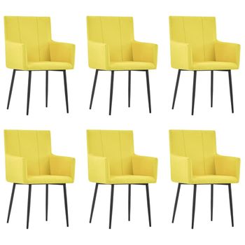 Sillas De Comedor Con Reposabrazos 6 Unidades Tela Amarillo Vidaxl