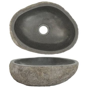 Lavabo De Piedra De Río Ovalado 29-38 Cm Vidaxl