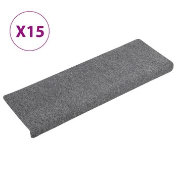 Alfombrilla Escalera 15 Uds Tela Punzonada Gris Claro 65x21x4cm Vidaxl