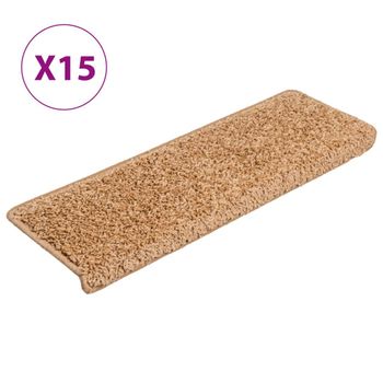 Alfombras De Peldaños De Escalera 15 Uds Beige 65x21x4 Cm Vidaxl