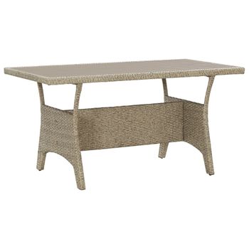 Mesa De Jardín De Ratán Sintético Gris 130x70x66 Cm Vidaxl