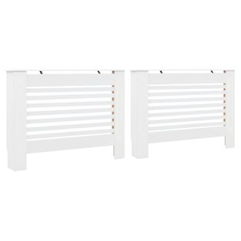 Cubiertas Para Radiador 2 Unidades Mdf Blanco 112x19x81,5 Cm Vidaxl