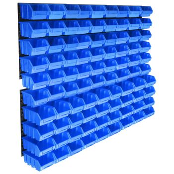 Kit De Cajas De Almacenaje 96 Piezas Con Paneles De Pared Azul Vidaxl