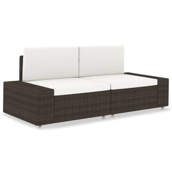 Sofá cama extensible 3 plazas con capota ratán sintético gris vidaXL802751