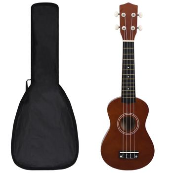 Juego De Ukelele Soprano Para Niños Con Funda Madera Oscura 21" Vidaxl