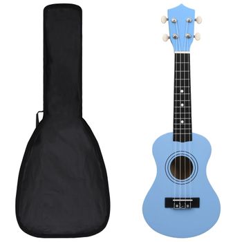 Set De Ukelele Soprano Con Funda Para Niños Azul Bebé 21" Vidaxl