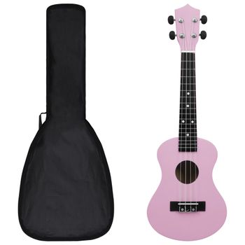 Set De Ukelele Soprano Con Funda Para Niños Rosa 23" Vidaxl