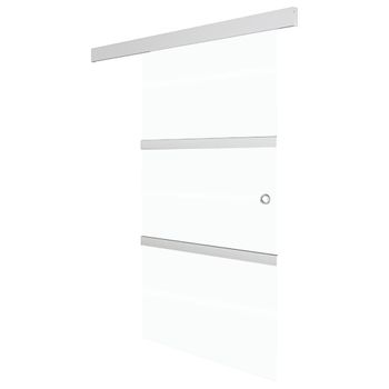 Puerta Corredera Con Topes Suaves Vidrio Esg Plata 102,5x205 Cm Vidaxl