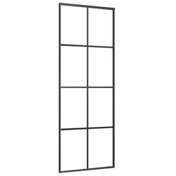 Puerta Corredera Aluminio Y Vidrio Esg Negra 76x205 Cm Vidaxl