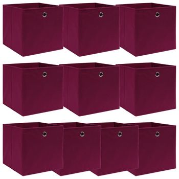 Cajas De Almacenaje 10 Uds Tela Rojo Oscuro 32x32x32 Cm Vidaxl