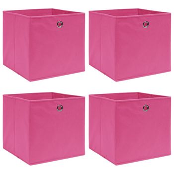 Cajas De Almacenaje 4 Uds Tela Rosa 32x32x32 Cm Vidaxl