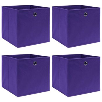 Cajas De Almacenaje 4 Unidades Tela Morado 32x32x32 Cm