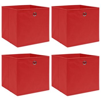 Cajas De Almacenaje 4 Unidades Tela Rojo 32x32x32 Cm