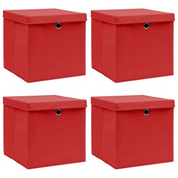 Cajas De Almacenaje Con Tapas 4 Uds Tela Rojo 32x32x32 Cm Vidaxl