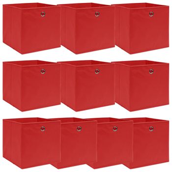 Cajas De Almacenaje 10 Unidades Tela Rojo 32x32x32 Cm