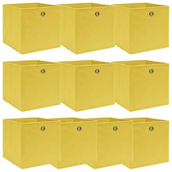 Cajas De Almacenaje 10 Unidades Tela Amarillo 32x32x32 Cm