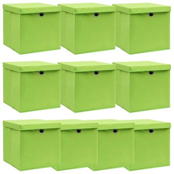 Cajas De Almacenaje Con Tapas 10 Uds Tela Verde 32x32x32 Cm Vidaxl