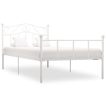 Estructura De Cama Sin Colchón Metal Blanca 90x200 Cm Vidaxl