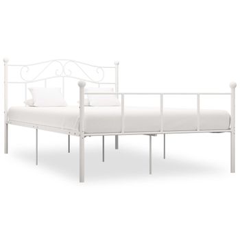 Estructura De Cama De Metal Blanco 120x200 Cm Vidaxl