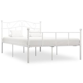 Estructura Cama Sin Colchón Con Cabecero Metal Blanco 160x200cm Vidaxl