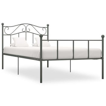 Estructura De Cama De Metal Gris 90x200 Cm Vidaxl