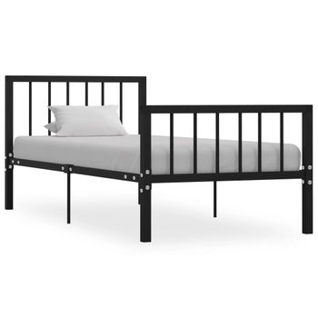 Estructura De Cama Sin Colchón Metal Negro 100x200 Cm Vidaxl