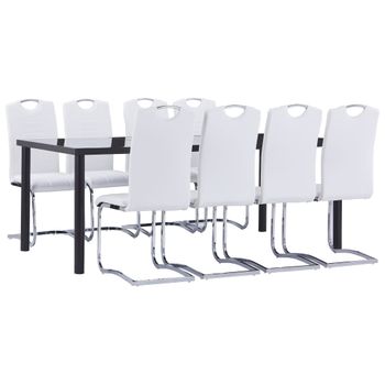 Juego De Comedor 9 Piezas Cuero Sintético Blanco Vidaxl