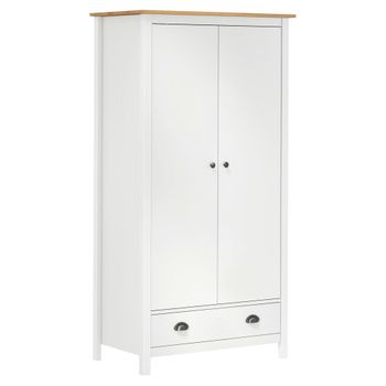 Armario De 2 Puertas Hill Madera Maciza Pino Blanco 89x50x170cm Vidaxl