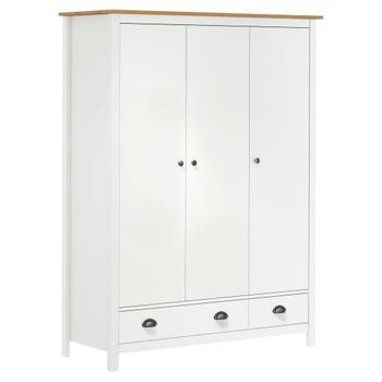 Armario De 3 Puertas Hill Range Madera Pino Blanco 127x50x170cm Vidaxl