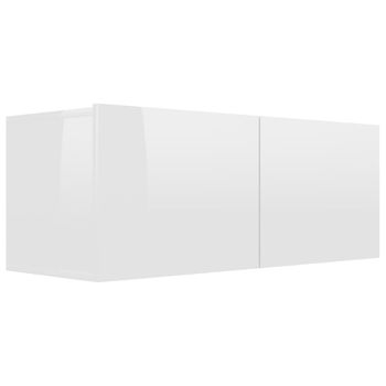 Mueble Tv Madera Contrachapada Blanco Brillante 80x30x30 Cm Vidaxl