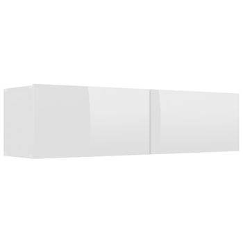 Mueble Tv Madera Contrachapada Blanco Brillante 120x30x30 Cm Vidaxl