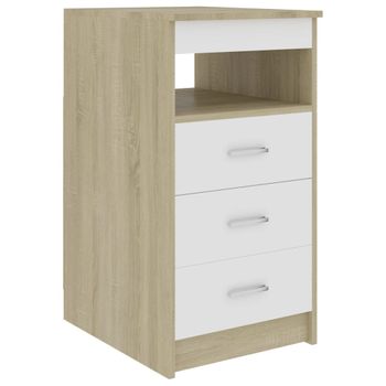 Cajonera De Madera Contrachapada Blanco Roble Sonoma 40x50x76cm Vidaxl