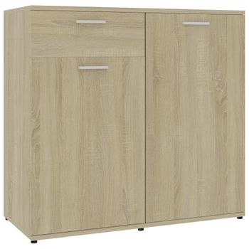 Aparador De Madera Contrachapada Color Roble Sonoma 80x36x75 Cm Vidaxl