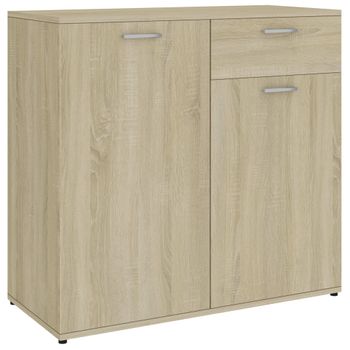 Aparador De Madera Contrachapada Color Roble Sonoma 80x36x75 Cm Vidaxl