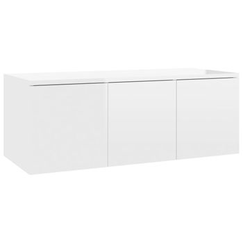 Mueble Tv Madera Contrachapada Blanco Brillante 80x34x30 Cm Vidaxl