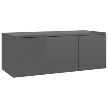 Mueble Tv Madera Contrachapada Gris Brillante 80x34x30 Cm Vidaxl