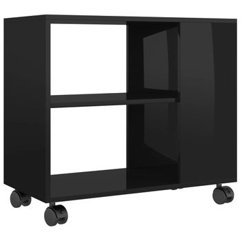 Mesa Auxiliar Madera Contrachapada Negro Brillante 70x35x55 Cm Vidaxl