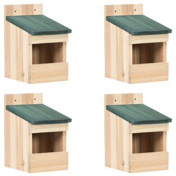 Casa Para Pájaros 4 Unidades Madera De Abeto 12x16x20 Cm Vidaxl