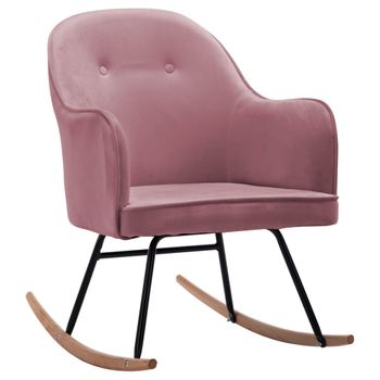 Silla Mecedora De Terciopelo Rosa Vidaxl