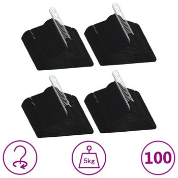 Juego De Perchas Ropa 100 Uds Antideslizantes Terciopelo Negro Vidaxl